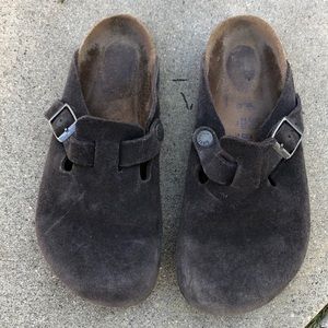 Birkenstock size 36 blue suede clogs